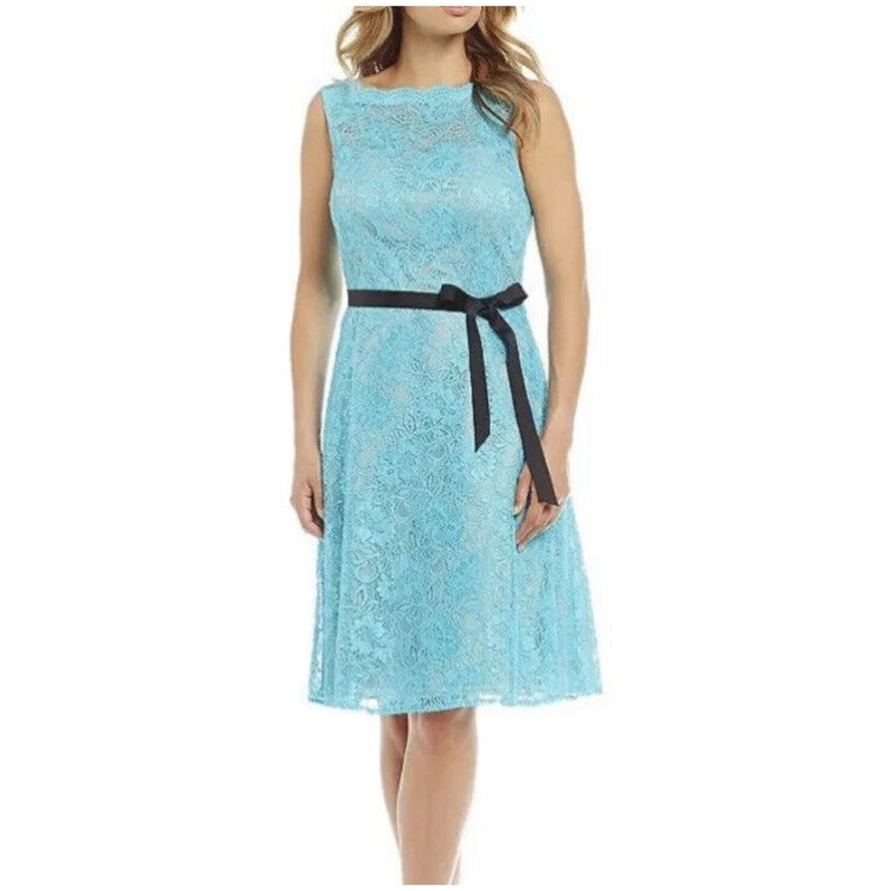 NWOT Calvin Klein Lace Belted Fit & Flare Dress
